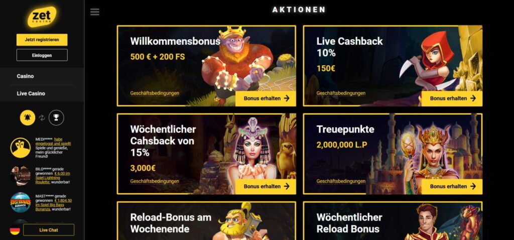 Zet Casino 3 Promotionen zet casino