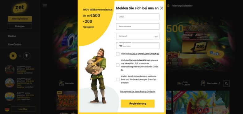 zetcasino registrierung