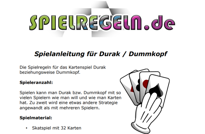 Durak oder Dummkopf 1 spielregeln durak dummkopf
